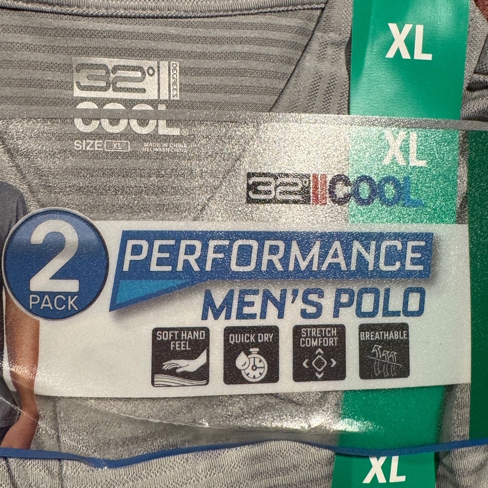 32 Degrees Gray and Rust Red Polo 2x Pack